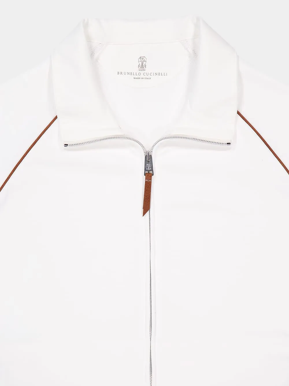 White Cotton Zip-Up Sweatshirt sold by Fashion Clinic product image thumbnail 3