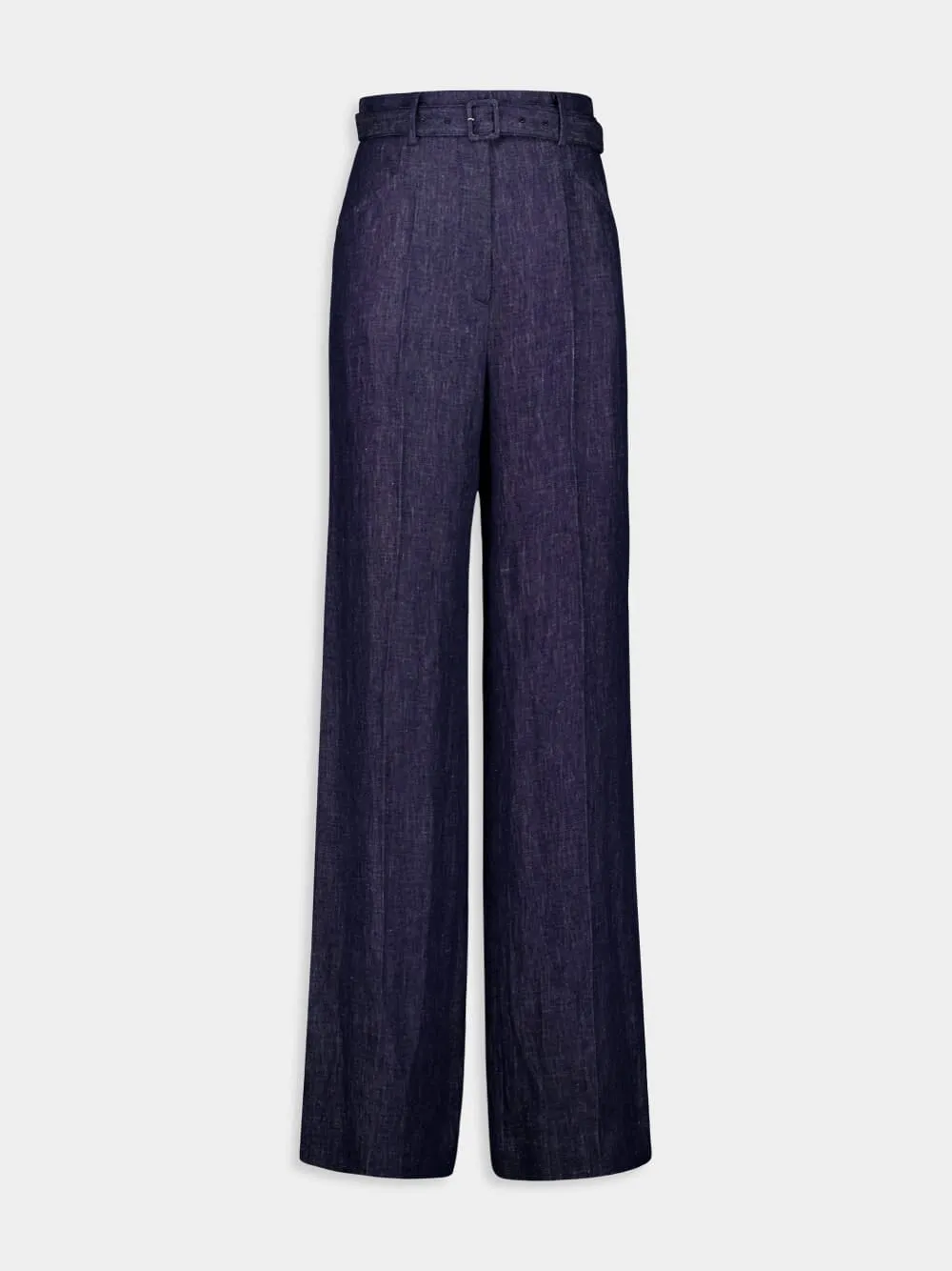 Navy Norman Wide-Leg Linen Pants sold by Fashion Clinic