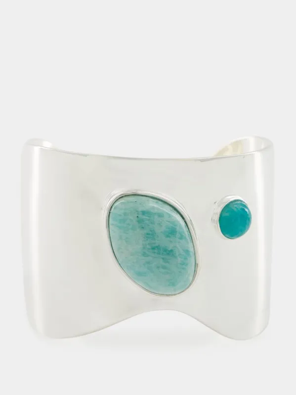 Silver Mist Organic Cuff with Amazonite Stones sold by Fashion Clinic