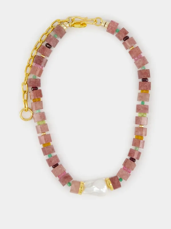 Royal Hawaiian Strawberry Necklace made by Lizzie Fortunato