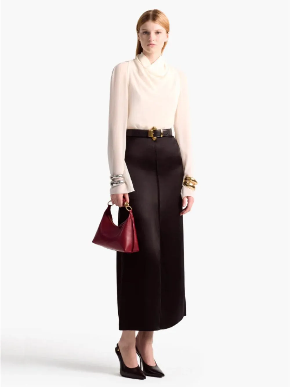 Benji Black Silk Midi Skirt sold by Fashion Clinic product image thumbnail 2