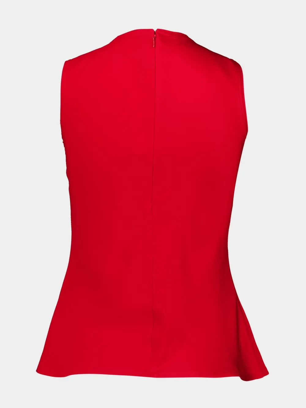 Poppy Red Sleeveless Top with Rounded Neckline sold by Fashion Clinic product image thumbnail 2