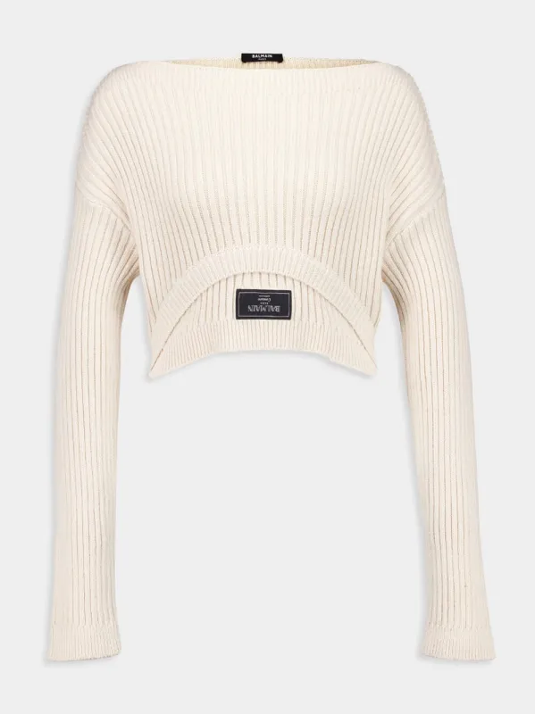 Natural Ribbed Cropped Top sold by Fashion Clinic