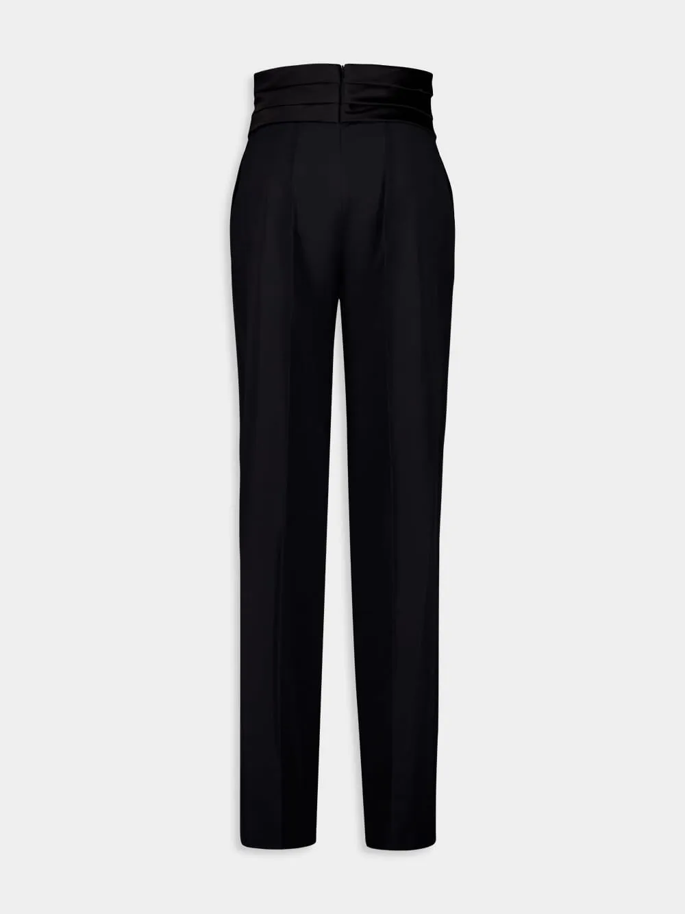 Black High-Waisted Satin Tailored Pants sold by Fashion Clinic product image thumbnail 2