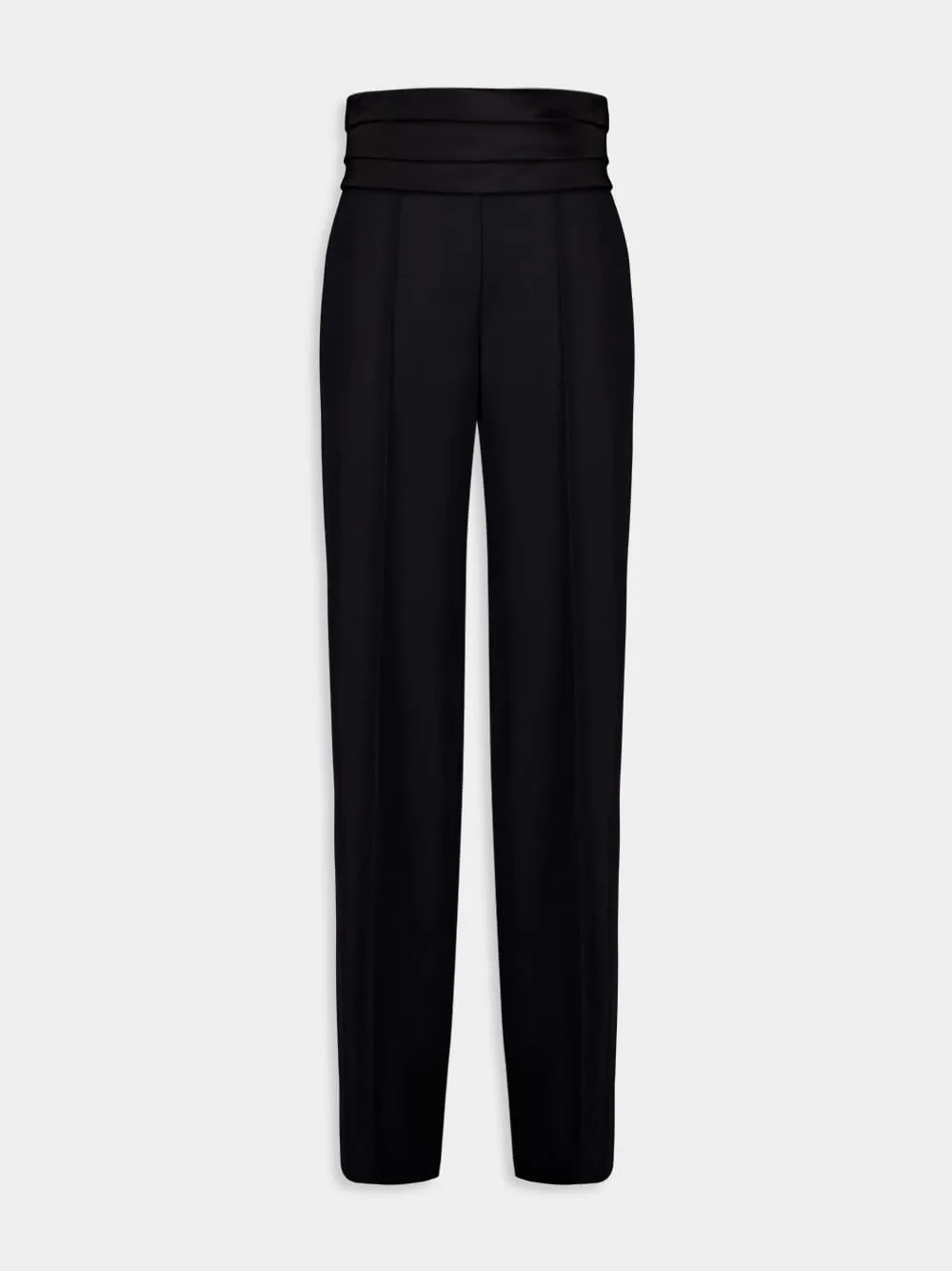 Black High-Waisted Satin Tailored Pants sold by Fashion Clinic