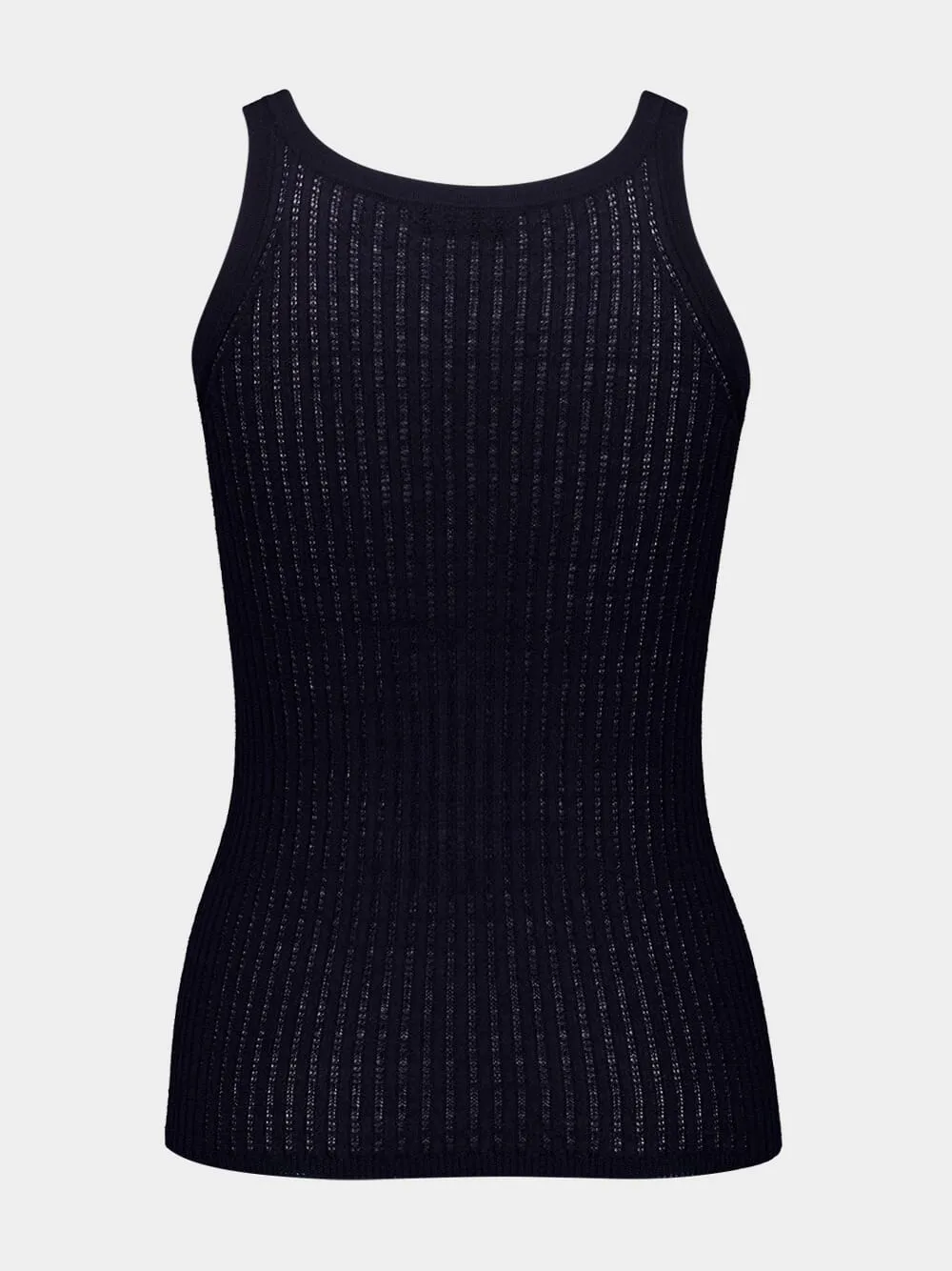 Dark Navy Nevin Pointelle Knit Tank Top sold by Fashion Clinic product image thumbnail 2