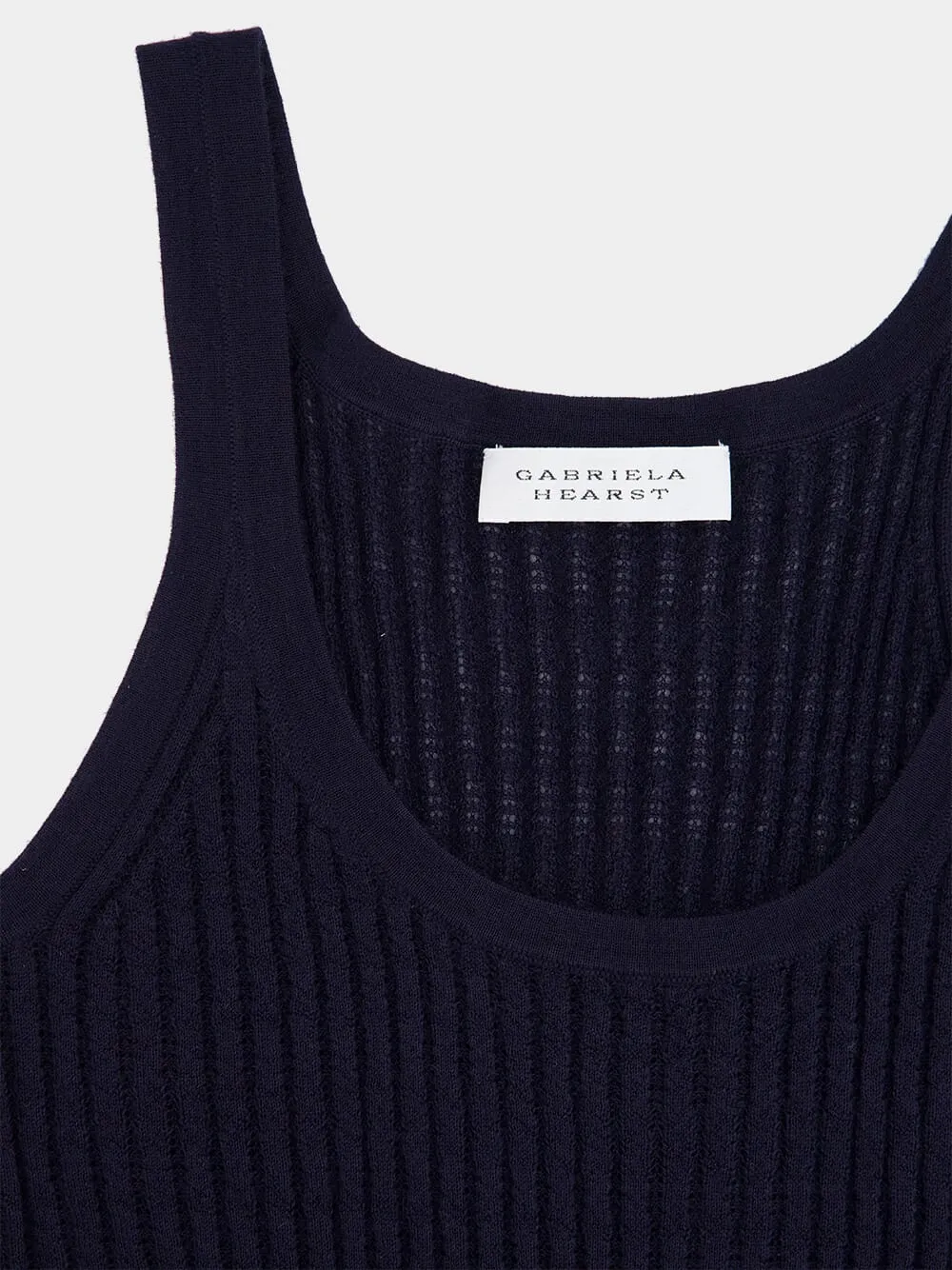Dark Navy Nevin Pointelle Knit Tank Top sold by Fashion Clinic product image thumbnail 3