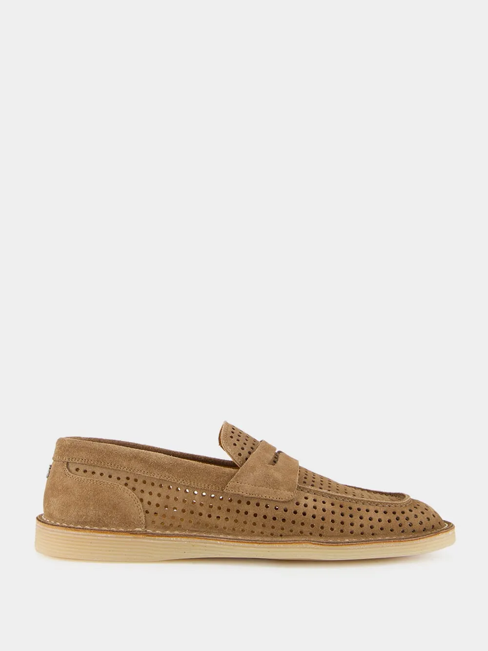 Hazelnut Perforated Calfskin Loafers sold by Fashion Clinic