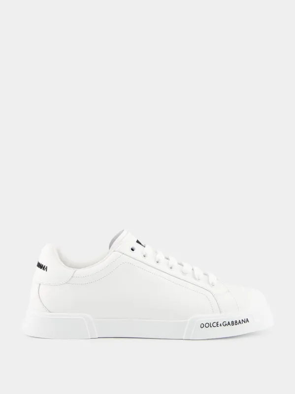 White Calfskin Nappa Portofino Sneakers sold by Fashion Clinic