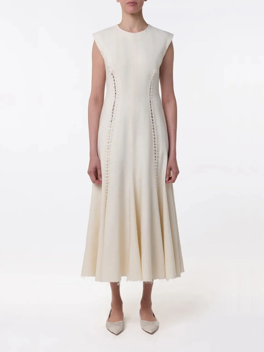Ivory Kendal Laces Midi Wool Dress sold by Fashion Clinic product image thumbnail 2