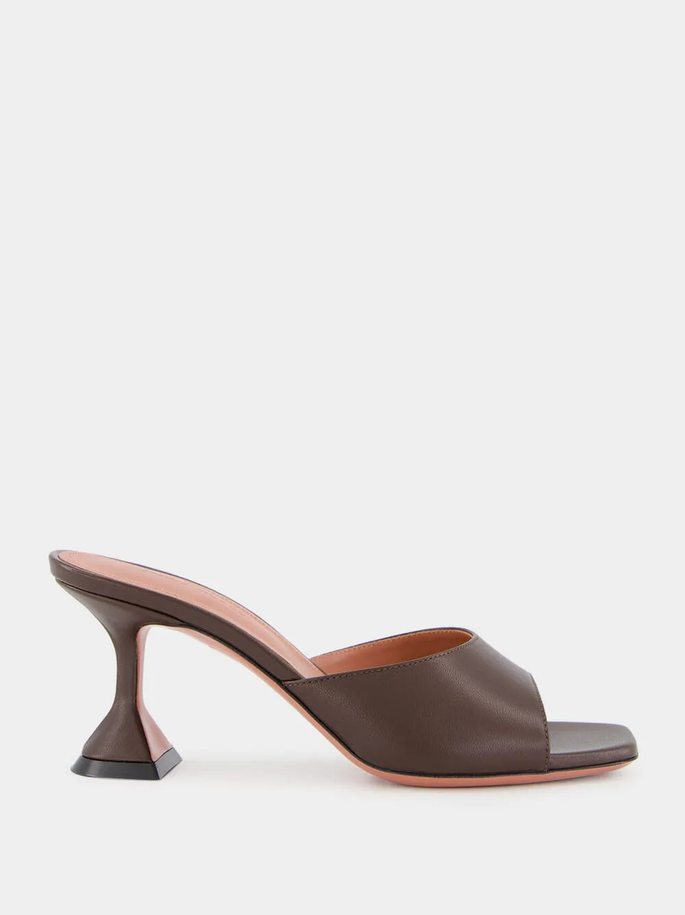 Lupita Nappa Heeled Mules in Coffee sold by Fashion Clinic