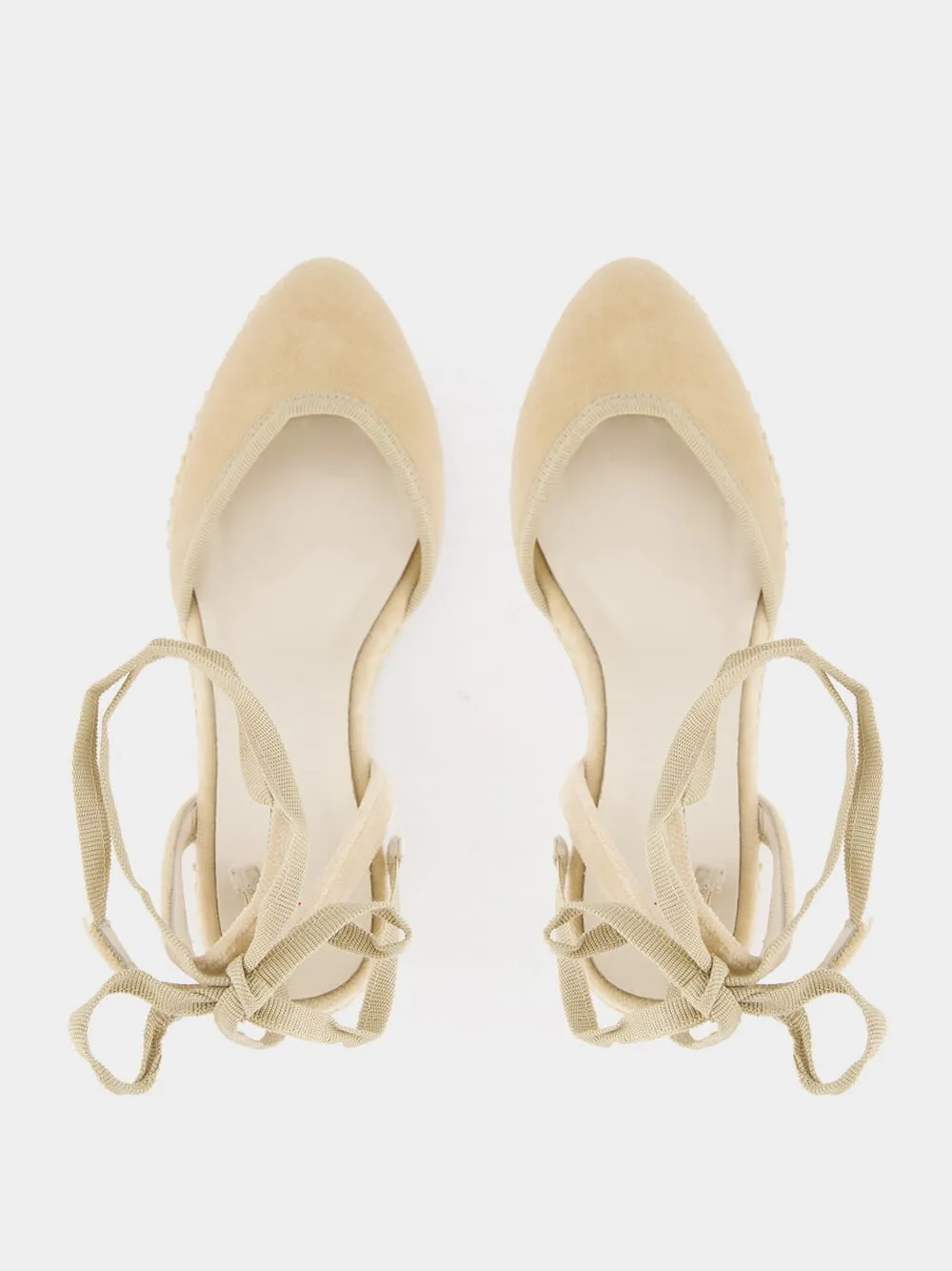 Beige Velvet Lace Wedges sold by Fashion Clinic product image thumbnail 4