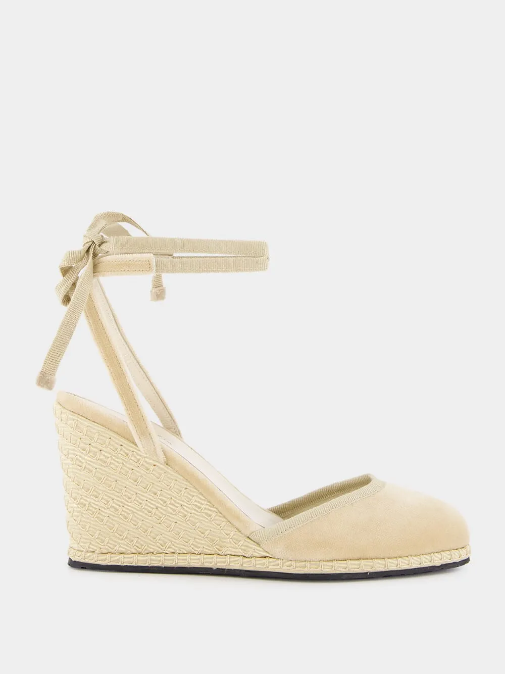 Beige Velvet Lace Wedges sold by Fashion Clinic