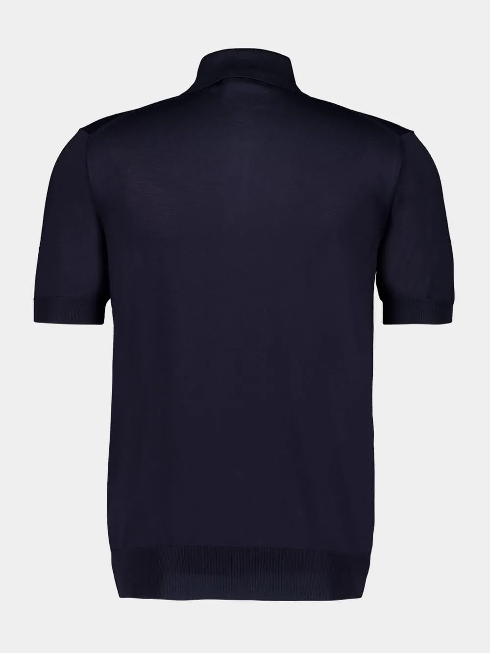 Navy Blue Silk Polo Shirt sold by Fashion Clinic product image thumbnail 4