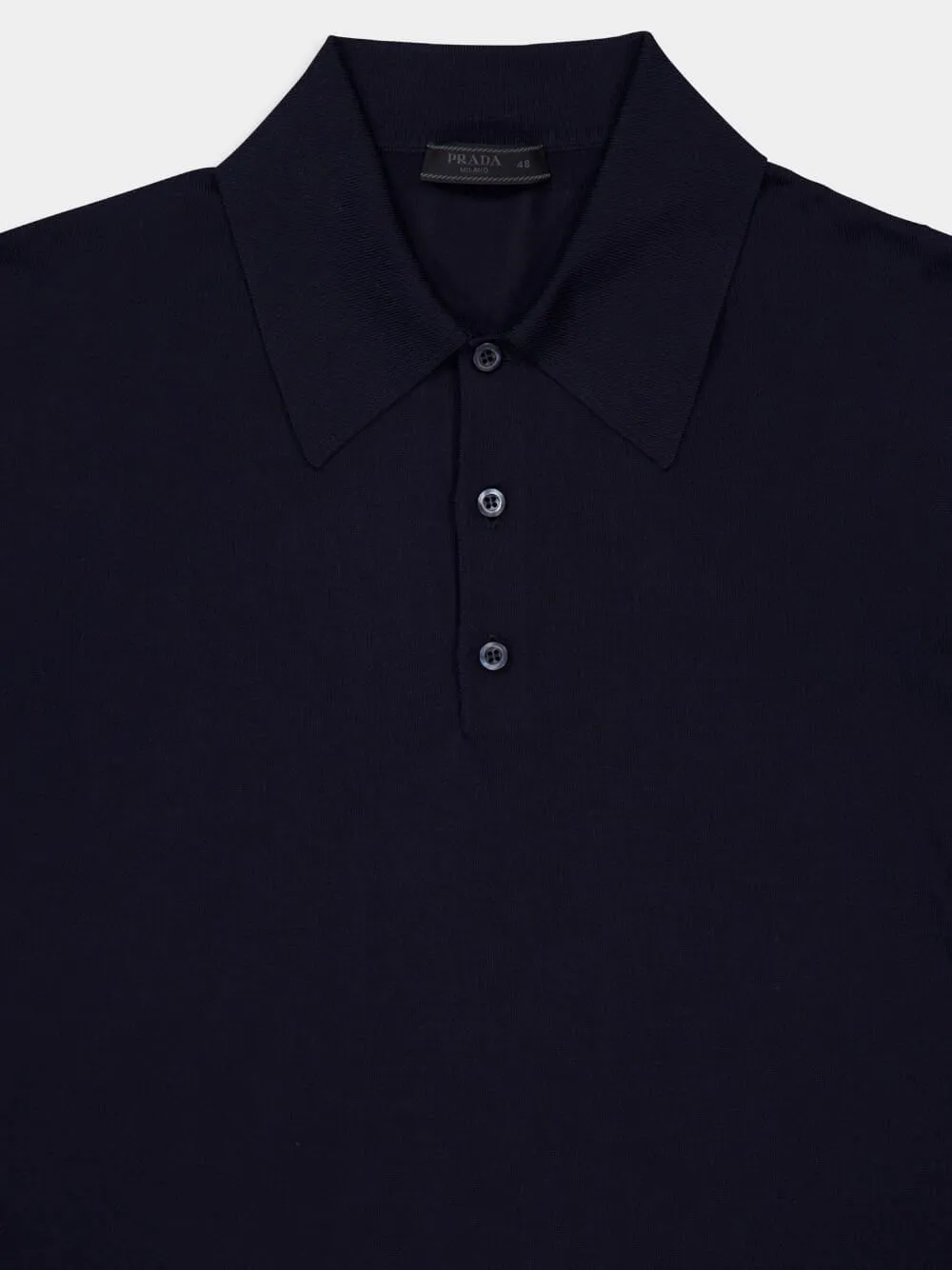 Navy Blue Silk Polo Shirt sold by Fashion Clinic product image thumbnail 5