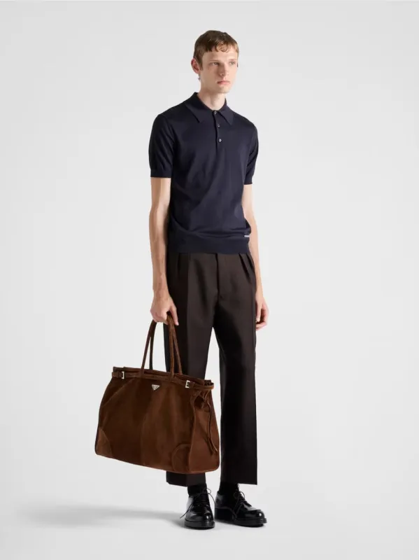 Navy Blue Silk Polo Shirt sold by Fashion Clinic