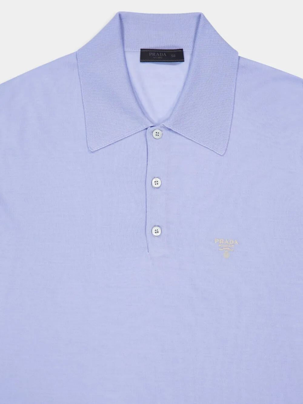 Sky Blue Superfine Wool Polo Shirt sold by Fashion Clinic product image thumbnail 5