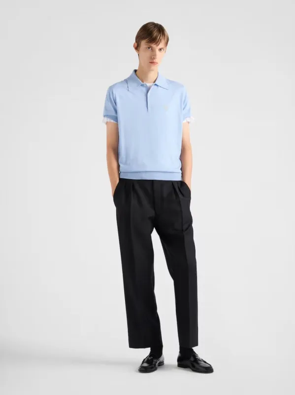 Sky Blue Superfine Wool Polo Shirt sold by Fashion Clinic
