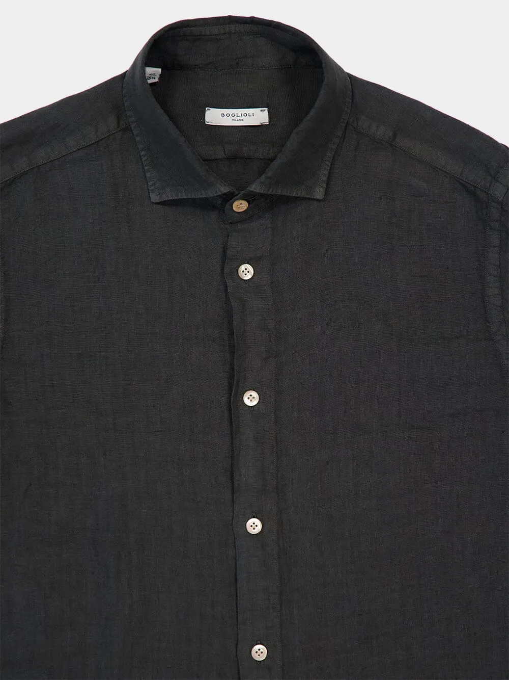 Charcoal Green Regular-Fit Linen Shirt sold by Fashion Clinic product image thumbnail 3