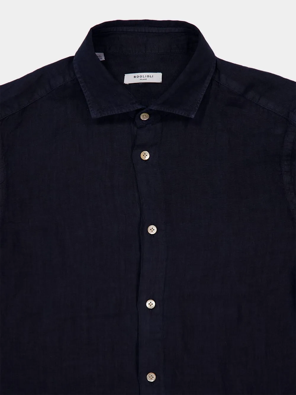 Navy Blue Regular-Fit Linen Shirt sold by Fashion Clinic product image thumbnail 3