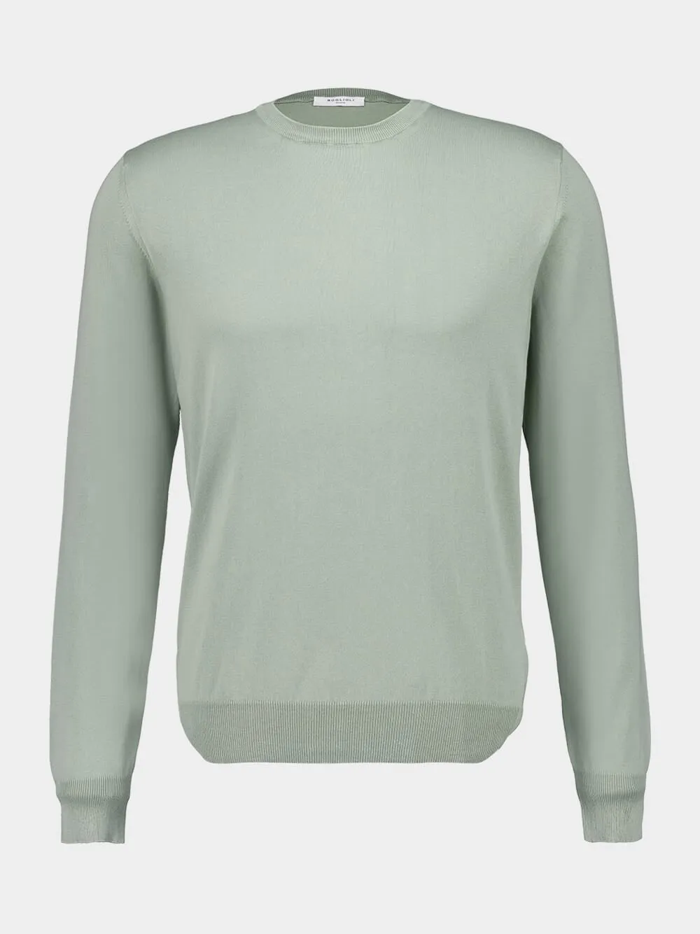 Sage Green Cotton Crew-Neck Jumper sold by Fashion Clinic