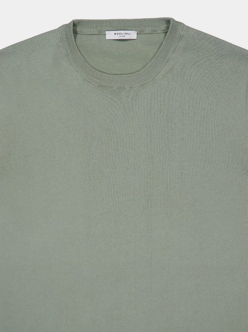 Sage Green Cotton Crew-Neck Jumper sold by Fashion Clinic product image thumbnail 3