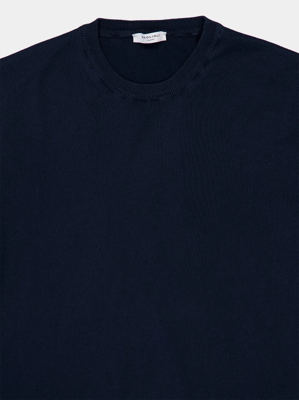 Navy Blue Cotton Crew-Neck Jumper sold by Fashion Clinic product image thumbnail 3
