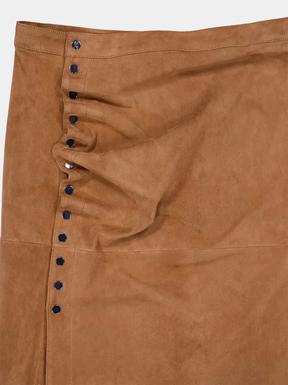 Caramel Draped Suede Midi Skirt sold by Fashion Clinic product image thumbnail 5