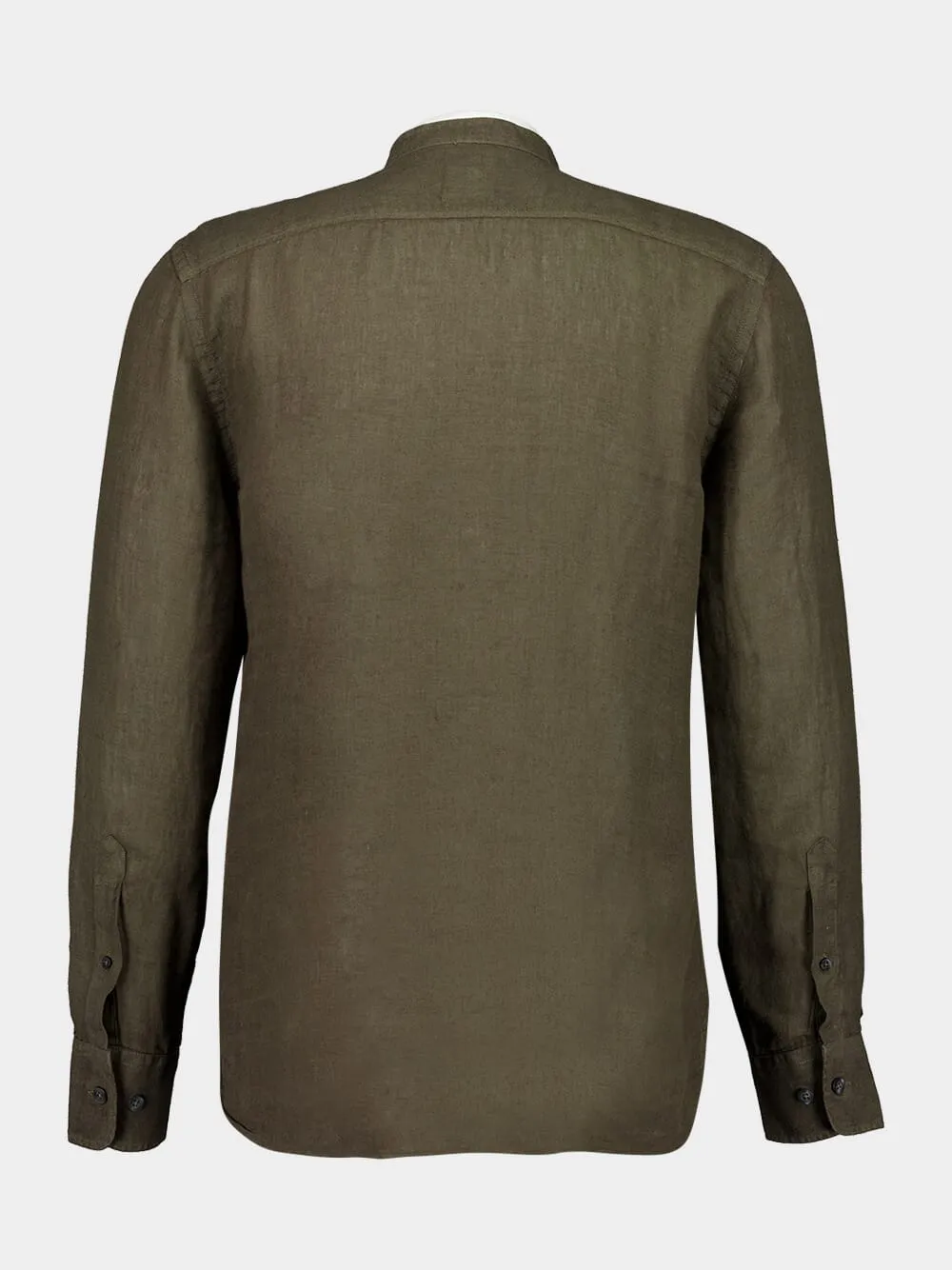 Military Green Slim-Fit Linen Shirt sold by Fashion Clinic product image thumbnail 2