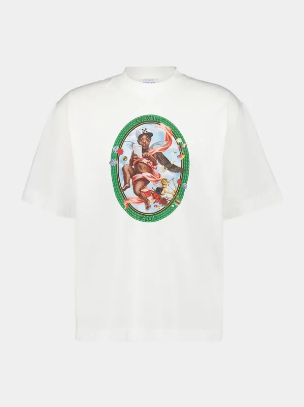 White Fresco Oval Print T-Shirt sold by Fashion Clinic
