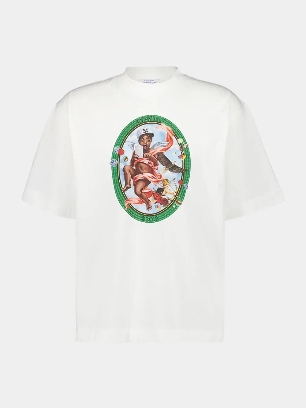 White Fresco Oval Print T-Shirt sold by Fashion Clinic