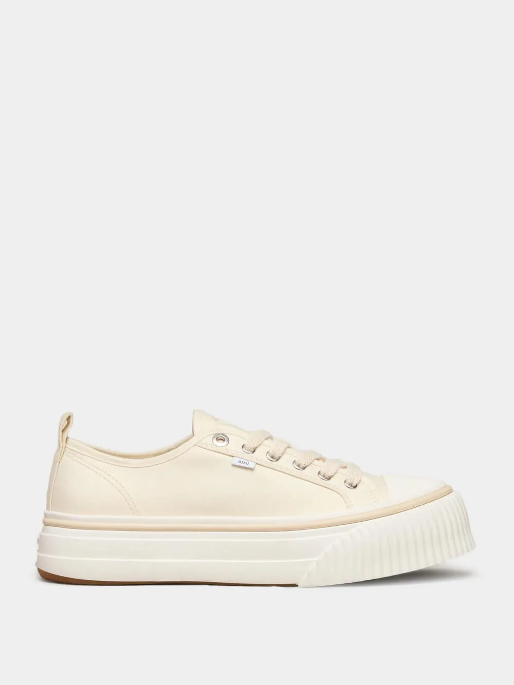 Off White Cotton Canvas Sneakers sold by Fashion Clinic