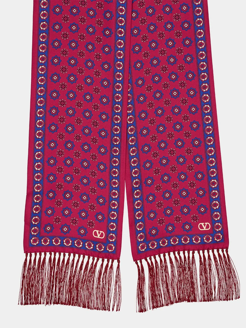 Red Chamber Silk Bandeau Scarf with Fringe sold by Fashion Clinic product image thumbnail 3