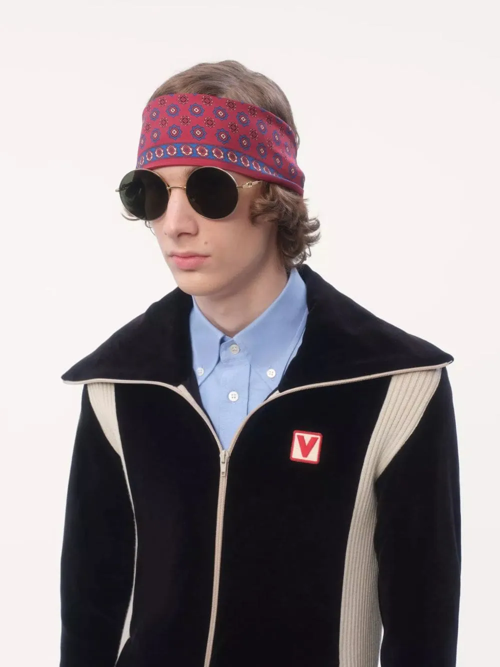 Red Chamber Silk Bandeau Scarf with Fringe sold by Fashion Clinic product image thumbnail 4