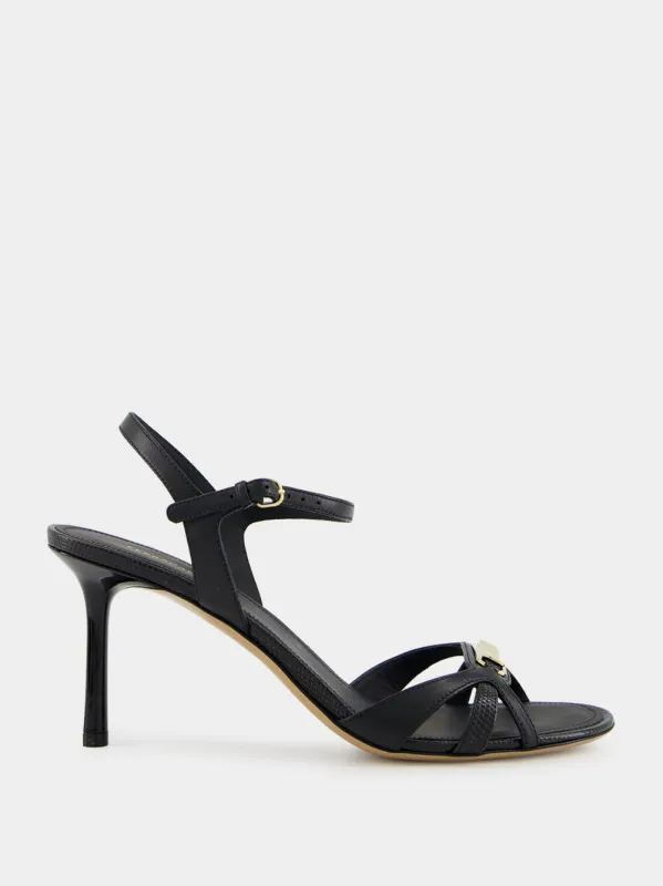 Black Strappy Sandal with Vara Buckle sold by Fashion Clinic