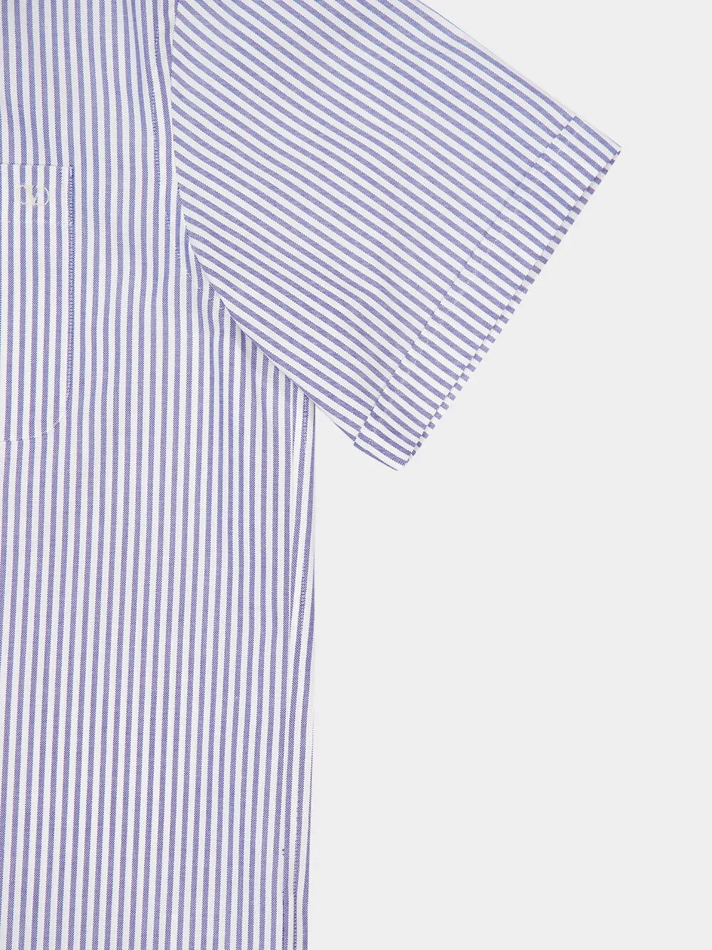 Blue Striped Cotton Short-Sleeved Shirt sold by Fashion Clinic product image thumbnail 4
