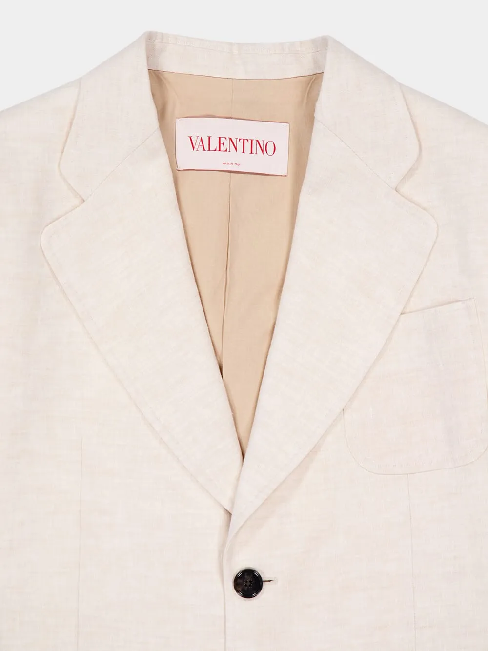 Ivory Linen Classic-Fit Blazer sold by Fashion Clinic product image thumbnail 3