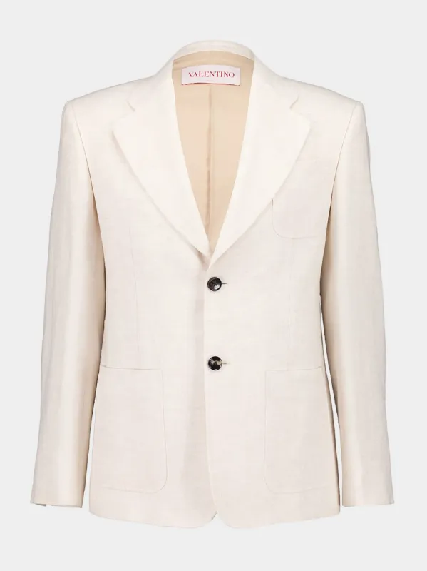 Ivory Linen Classic-Fit Blazer sold by Fashion Clinic