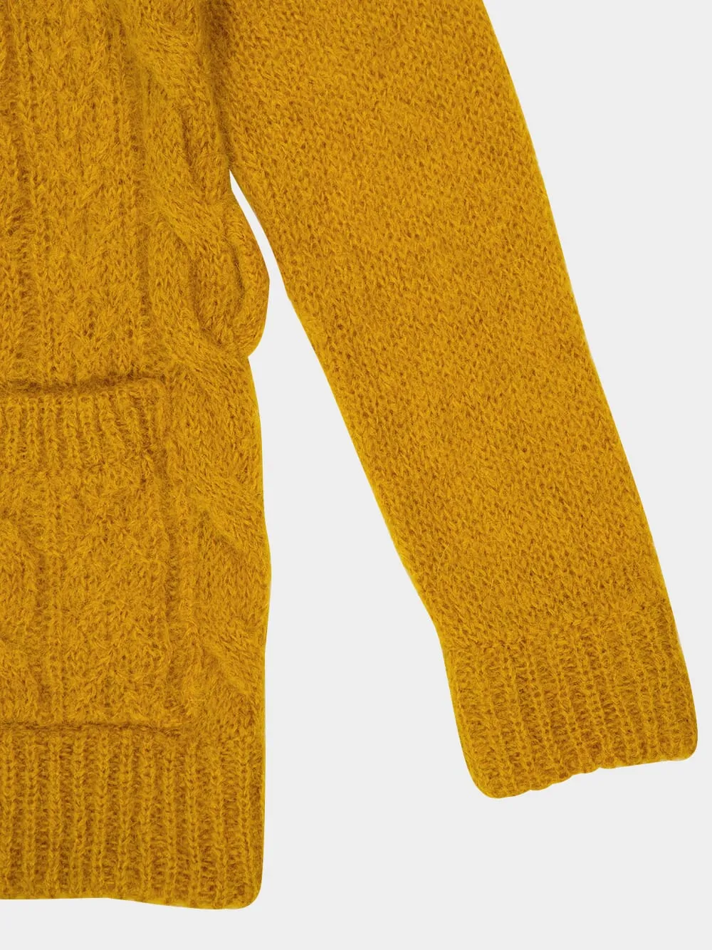 Ochre Yellow Mohair Wool Loose-Fit Cardigan sold by Fashion Clinic product image thumbnail 4
