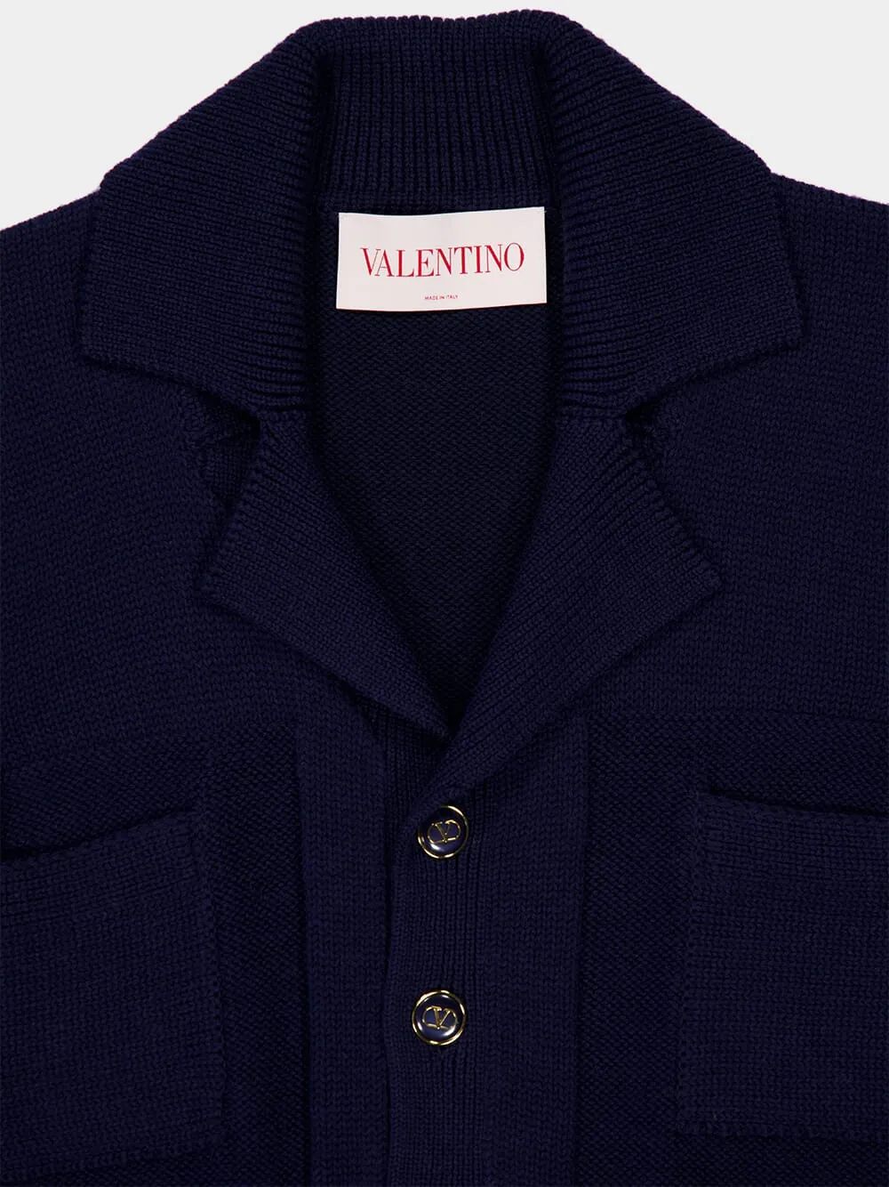 Navy Loose-Fit Wool and Cotton Cardigan sold by Fashion Clinic product image thumbnail 3