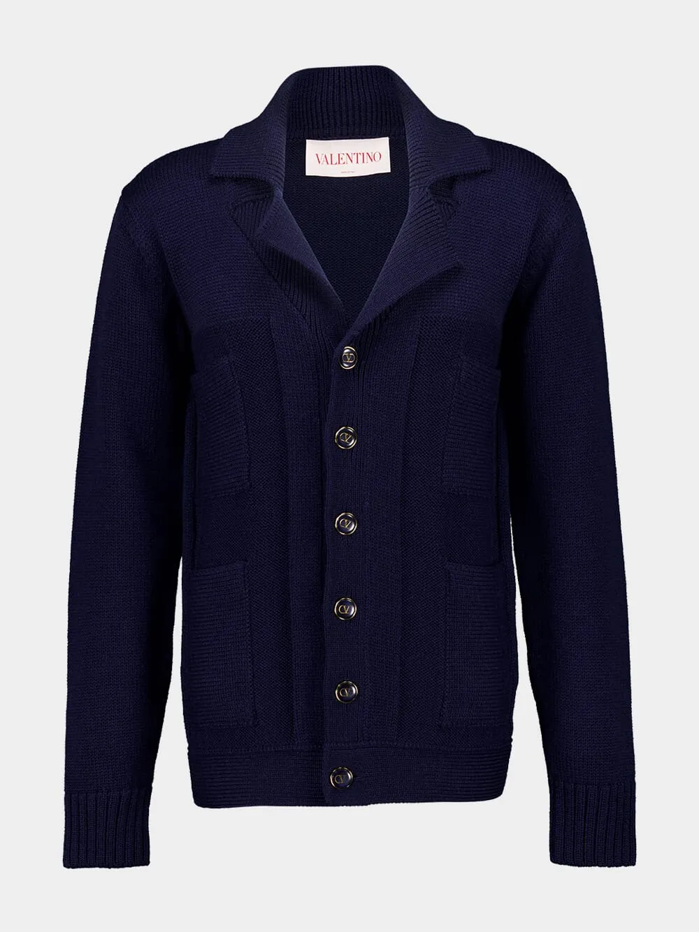 Navy Loose-Fit Wool and Cotton Cardigan sold by Fashion Clinic