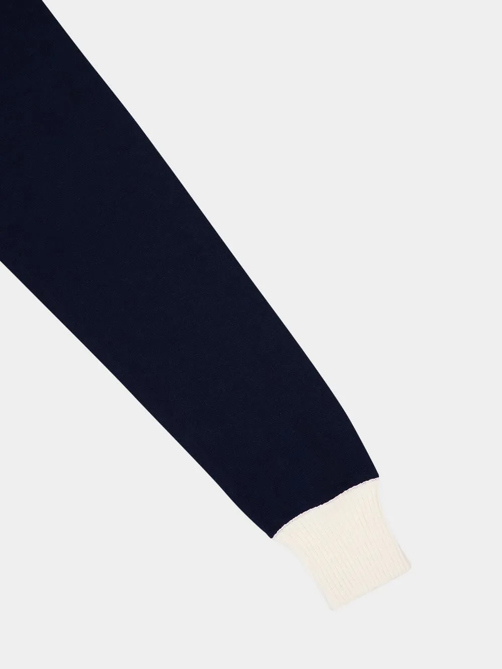 Indigo Long-Sleeved Cotton Polo Shirt sold by Fashion Clinic product image thumbnail 4