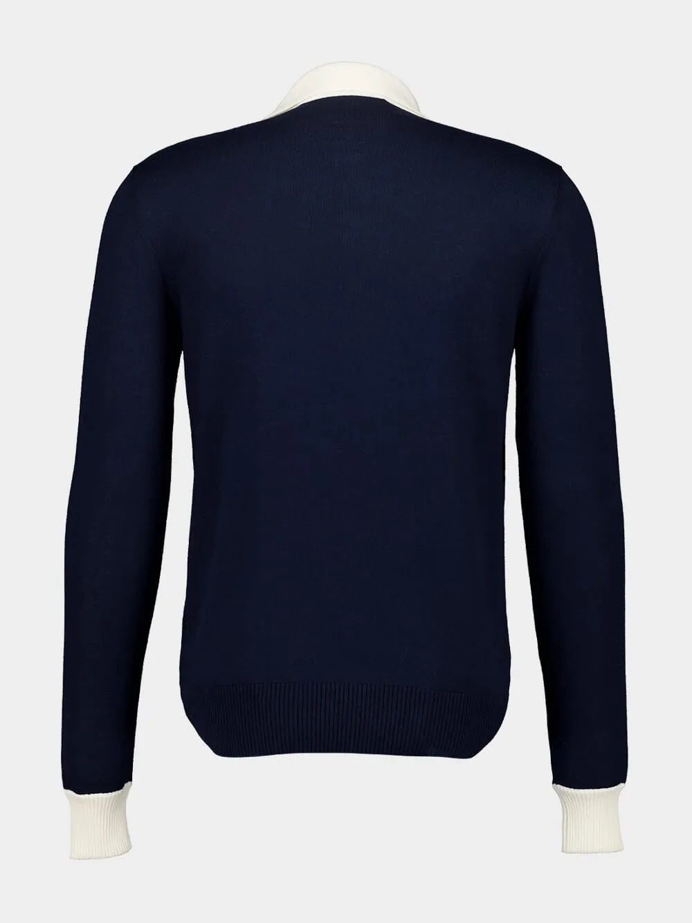 Indigo Long-Sleeved Cotton Polo Shirt sold by Fashion Clinic product image thumbnail 2