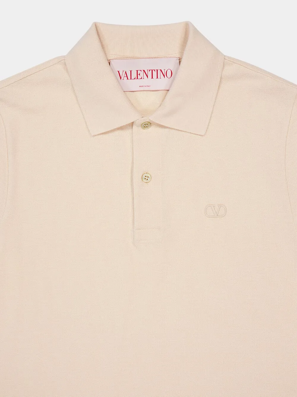 Ivory Cotton Polo with VLogo Embroidery sold by Fashion Clinic product image thumbnail 3