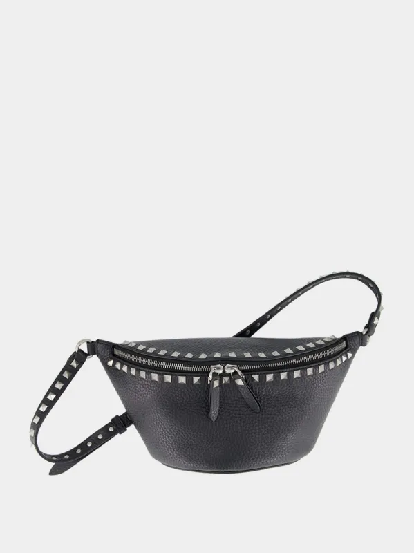 Black Rockstud Leather Belt Bag made by Valentino Garavani