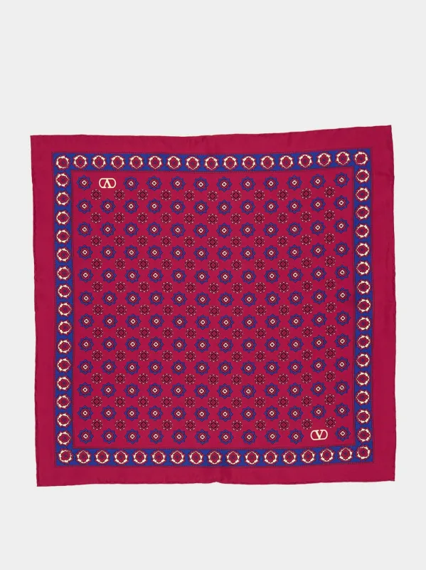 Bordeaux Geometric Print Silk Foulard sold by Fashion Clinic