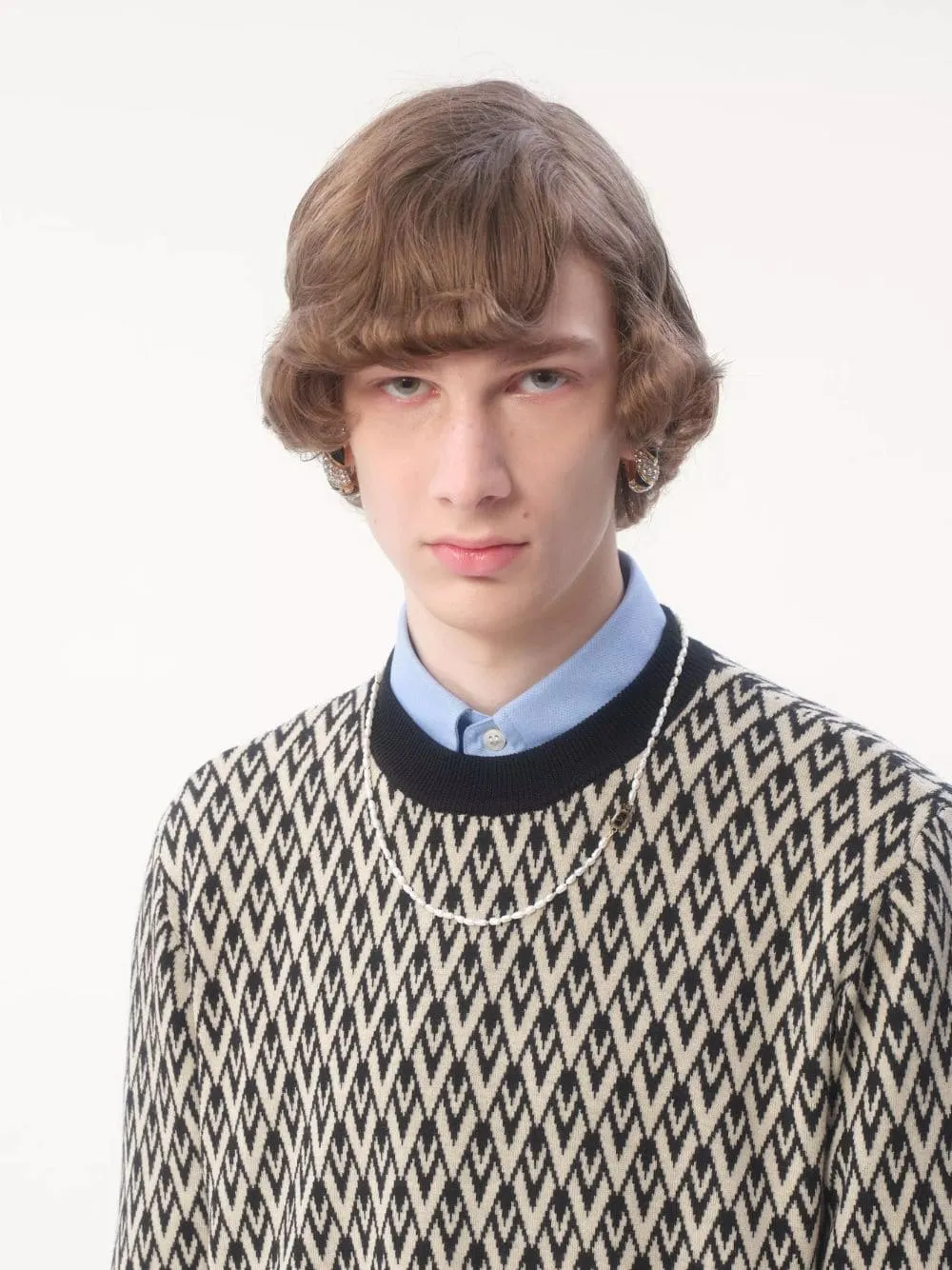 Ovalette Necklace in Metal Pearls and Enamel sold by Fashion Clinic