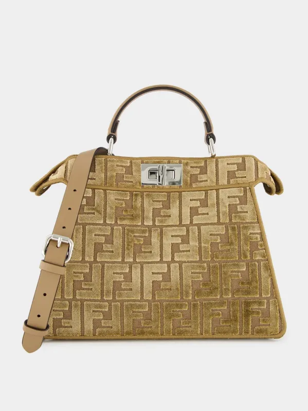 Cappuccino Peekaboo ISeeU Small FF Velvet Bag sold by Fashion Clinic