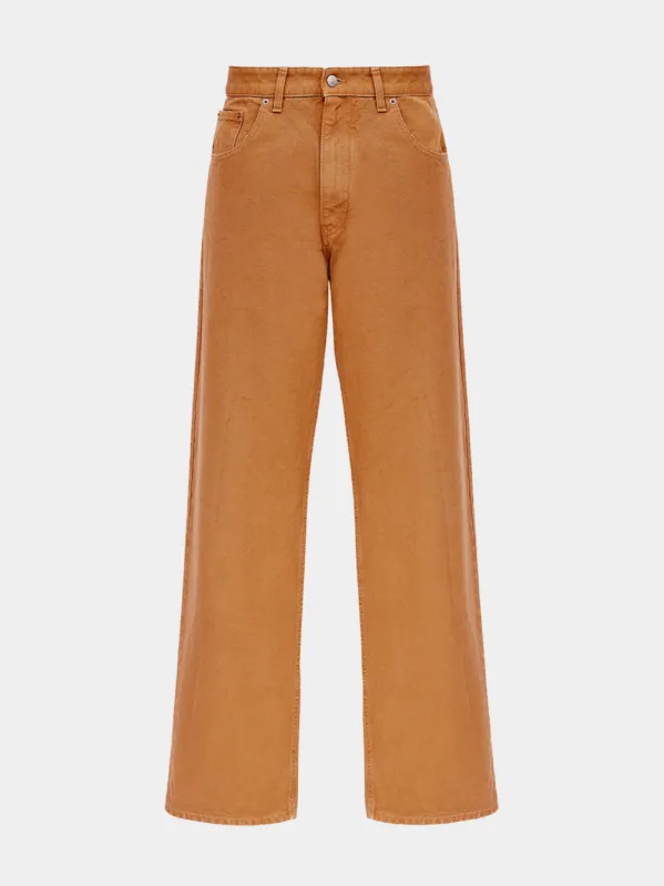 Caramel Brown Wide-Leg Trousers sold by Fashion Clinic