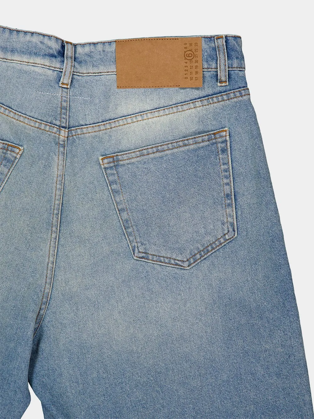 Washed Blue Wide-Leg Denim Shorts sold by Fashion Clinic product image thumbnail 4